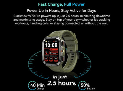 Blackview W70 Pro Sports Fitness Smart Watch 2.01 Screen Bluetooth Talking Watch LED Flashlight Outdoor Smart Watch With Compass