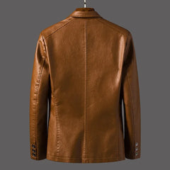 Leather Jacket Men's Slim Suit Leather Jacket Men's Spring And Autumn Biker