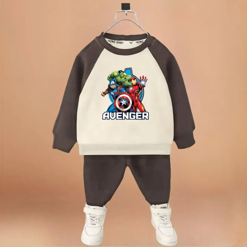 Marvel Cartoon Print Children Clothes Sets Spring/autumn Boys Sweatshirt Set Kids O Neck Hoodies Pants Two Piece Kids Tracksuit