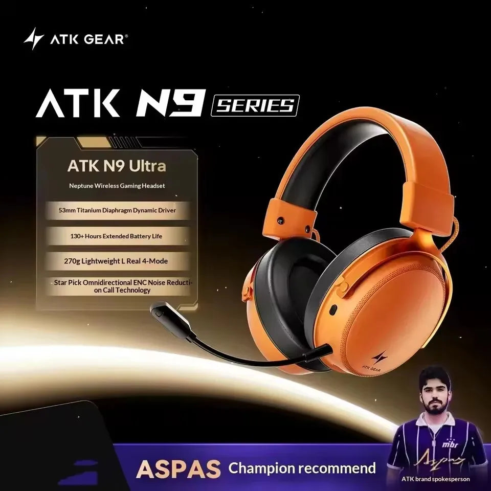 ATK M1 Game Headset Three Mode Wireless Headworn PS5  PC Gaming Headset Microphone Virtual 7.1 Surround Noise Reduction Headset