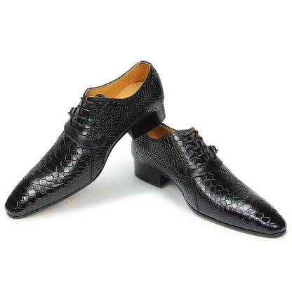 Men Dress Shoes Formal Oxfords Serpentine&Metal Buckle Decorate Wedding Wear Elegant Casual Leather  Zapatos De Hombre Best Gift