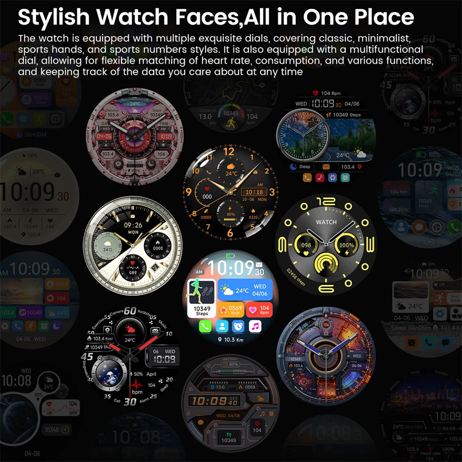 New WatchAMOLED Screen Bluetooth Call Heart Rate Waterproof Women 5 Upgraded Version Sport Fitness Tracker Smart Watch Men Gift