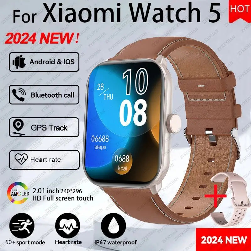 New BOXUXING Watch 5 Global Version Men Women HD AMOLED Screen Heart Rate Bluetooth Call GPS Track Waterproof Sports Smart Watch