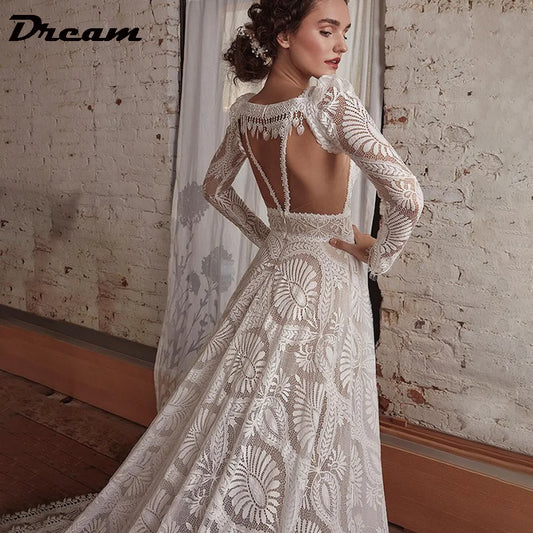 White Bridesmaid Dresses: Wedding Dress With Detachable Long Sleeve Backless