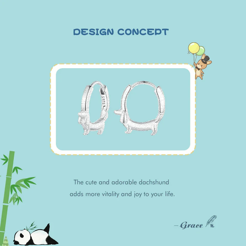 WOSTU Snake Dog Cat Ear Buckles Women 925 Sterling Silver Dachshund Hoop Earrings Girl Party Birthday Gift Minimalism Jewelry