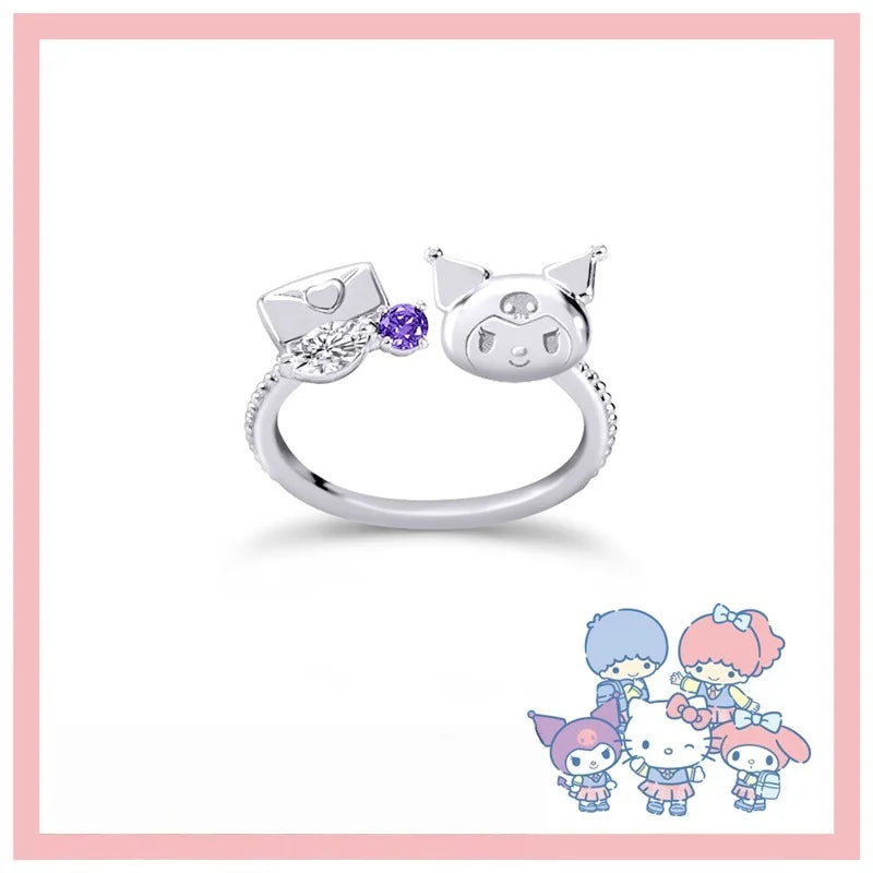 Sanrio Hello Kitty KUROMI College Mix Series-Pompompurin Cartoon Cute Personality Temperament Ring Party Friend's Birthday Gifts