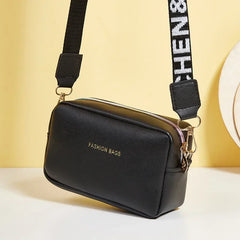 PU Leather Wide Strap Crossbody Bag Simple Style Small Shoulder Bags for Women