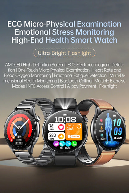2025 New ECG+PPG Health Diagnosis Smartwatches Men Women Clock Uric Acid Lipid BP Heart rate Tracker NFC Sports Smart Watch IOS