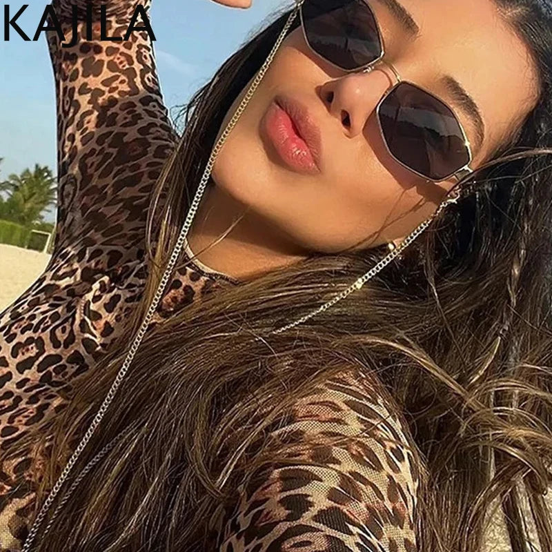 Sunglasses Women With Chain Brand Designer Punk Sun Glasses