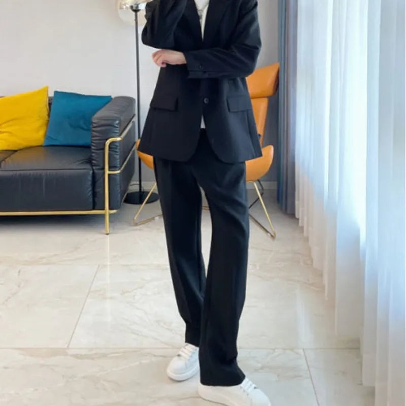 Straight Man Suits Pants Wide Leg Draped Work Office Fluid Trousers for Men