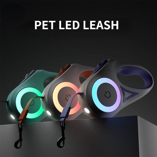 3M Automatic Retractable LED Dog Leash Retractable Roulette Collar for Dog Adjustable