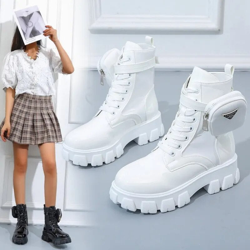 White Boots Winter Shoes Women Ankel Boots Goth Shoes Platform Boots