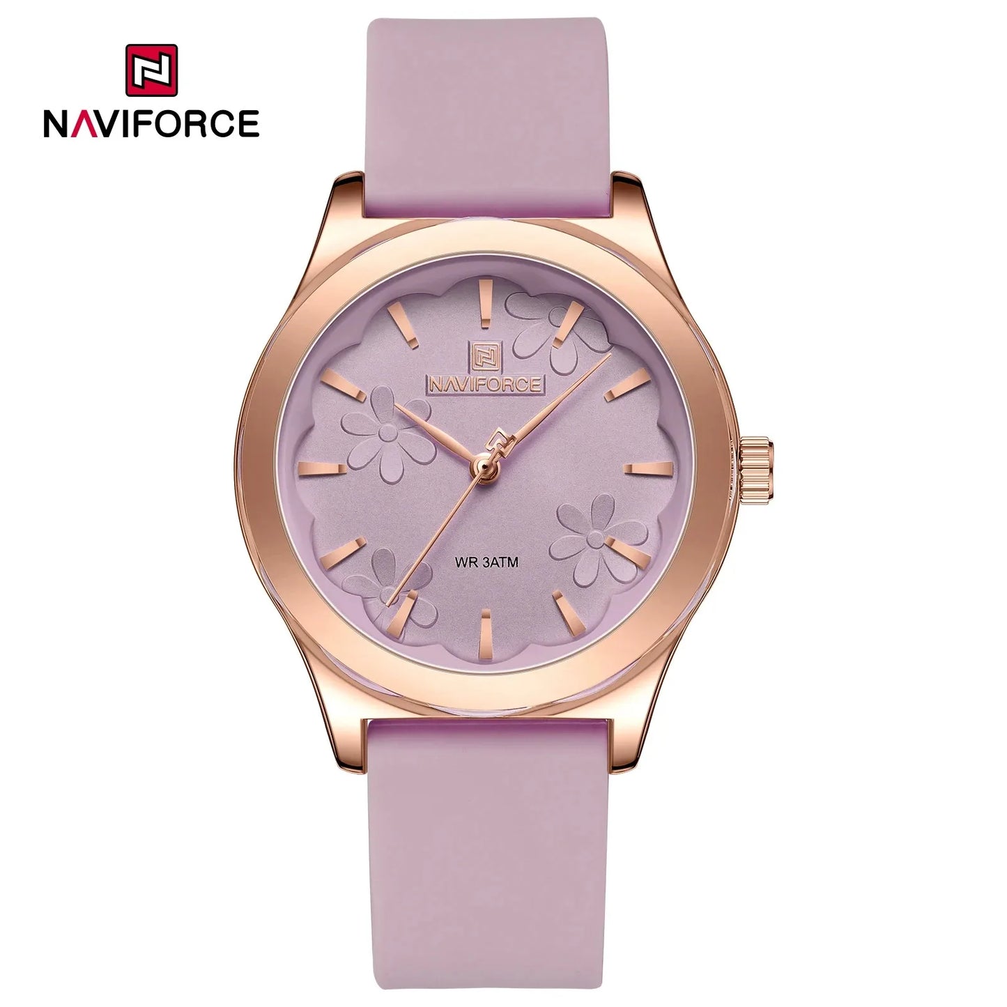 NAVIFORCE Watches for Women Creative Fashion Flower Dial Wristwatch Ladies Quartz Waterproof Shockproof Female Clock Gifts 2024