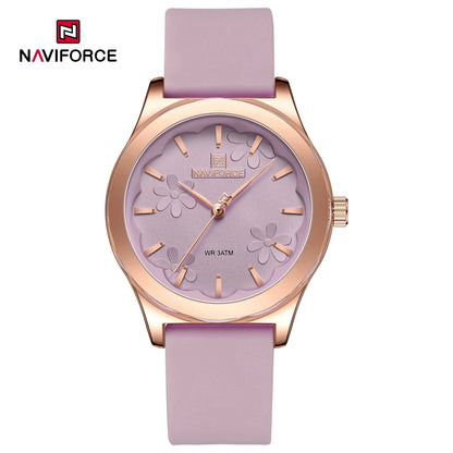 NAVIFORCE Watches for Women Creative Fashion Flower Dial Wristwatch Ladies Quartz Waterproof Shockproof Female Clock Gifts 2024