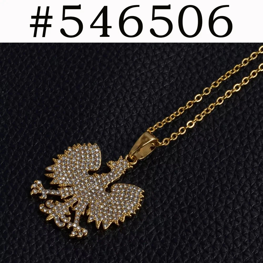 Anniyo Poland Symbol Eagle Pendant Necklaces for Women Men,Polska Poles Jewelry #252706