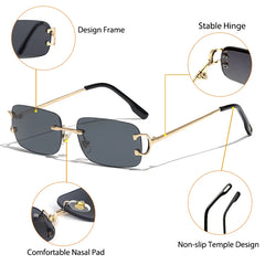 Sunglasses Men Rimless White Copper Small Square Sun Glasses For Women