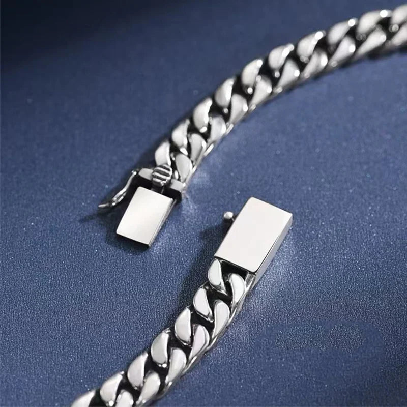 100% S925 Sterling Silver Necklace Bracelet Punk S925 Silver Jewelry Never Fade Carry certificate Men Women Jewelry Gifts