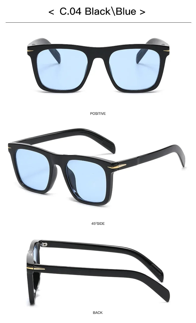 Vintage Square Sunglasses Men Anti-Blue Light Glasses Fashion Gradient Driving Shades Leopard Black Brand Oculos