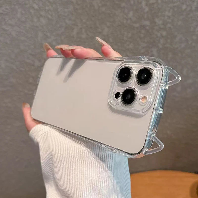 Cute Cat 3D Ears Transparent Phone Case For iPhone 17 Pro Max Air 16 15 13 11 12 14 Plus Soft Clear TPU Back Cover Shell