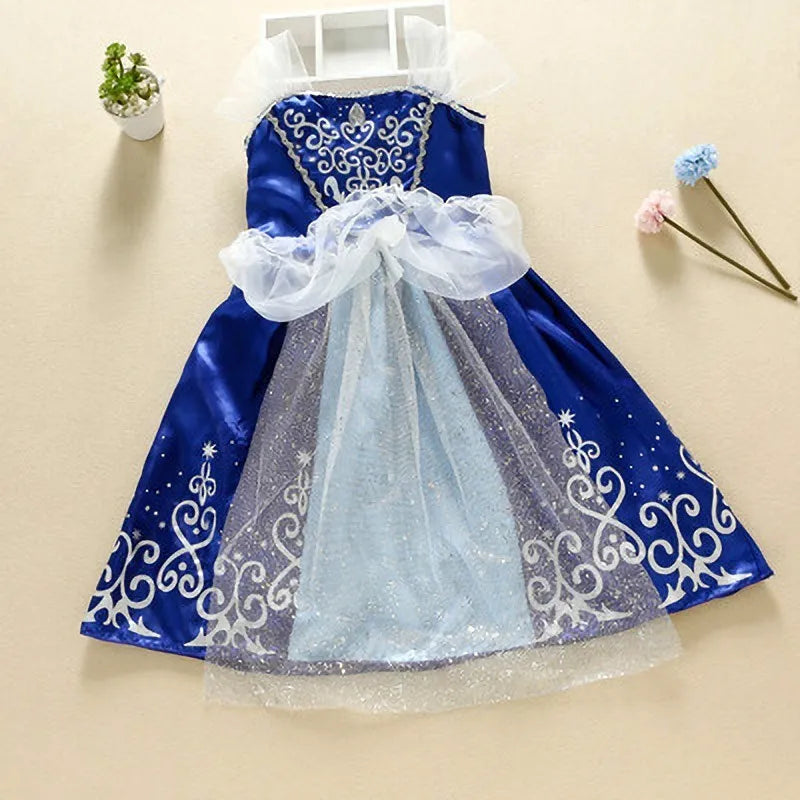 Girls Princess Dress Kids Cinderella Snow White Aurora Sofia Rapunzel Cinderella