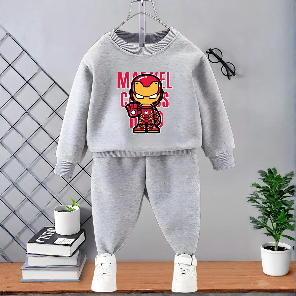Marvel Spring/autumn Children's Clothes Sets Captain America Printed Boys Sweatshirt and Sweatpant 2pcs Kids Casual Hoodies Suit