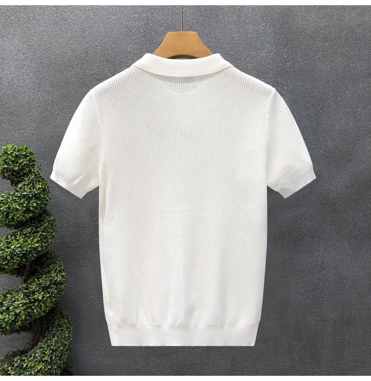 Turn Collar Knit Polo Shirt Short Sleeve Mens Sweater Top