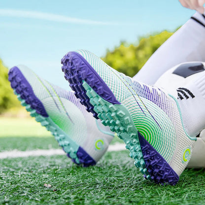 Professional Unisex Soccer Shoes Long Spikes TF Ankle Football Boots