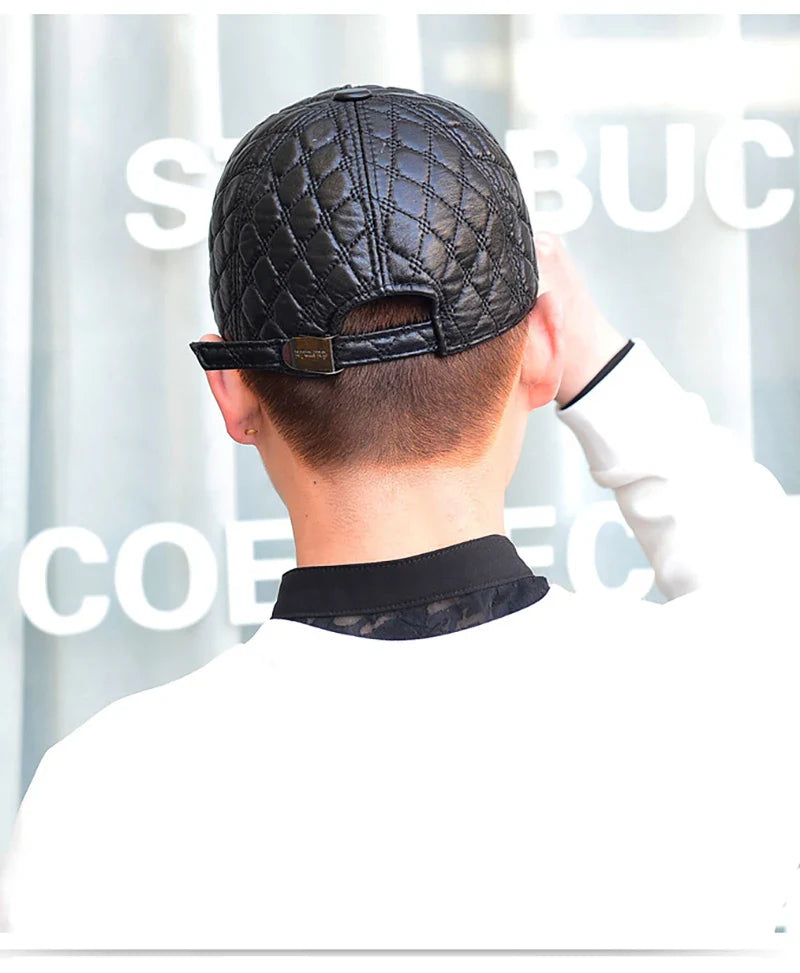 2026  Spring Genuine Sheepskin Leather 55-61CM Black Baseball Caps For Man Casual Street Gf Gorras Dad Hat