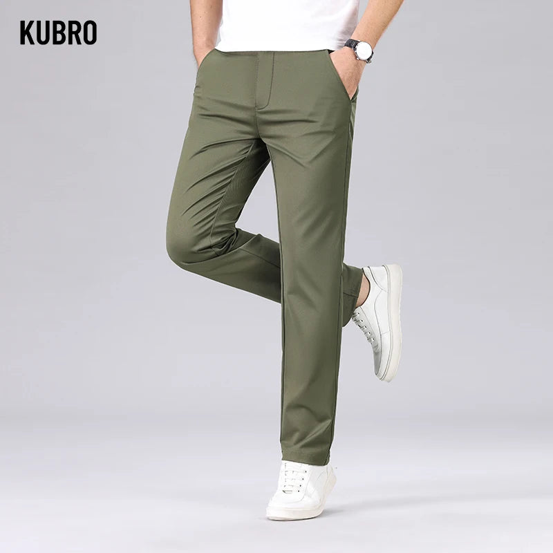 Fashion Business Casual Suit Pants Male Elegant Slim Elastic Straight Office Trousers