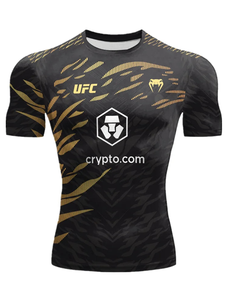 The 2025 summer new UFC T shirt European size large sized T shirt training suit workwear quick drying and breathable top