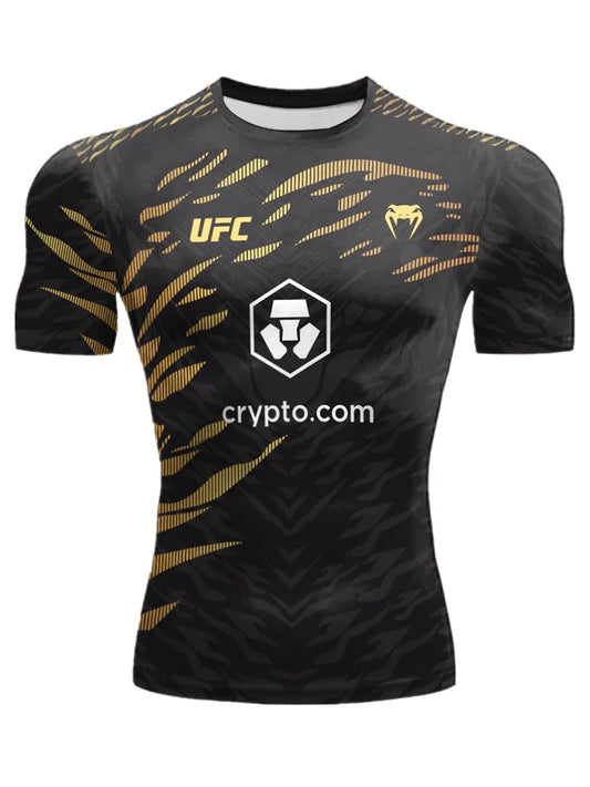 The 2025 summer new UFC T shirt European size large sized T shirt training suit workwear quick drying and breathable top