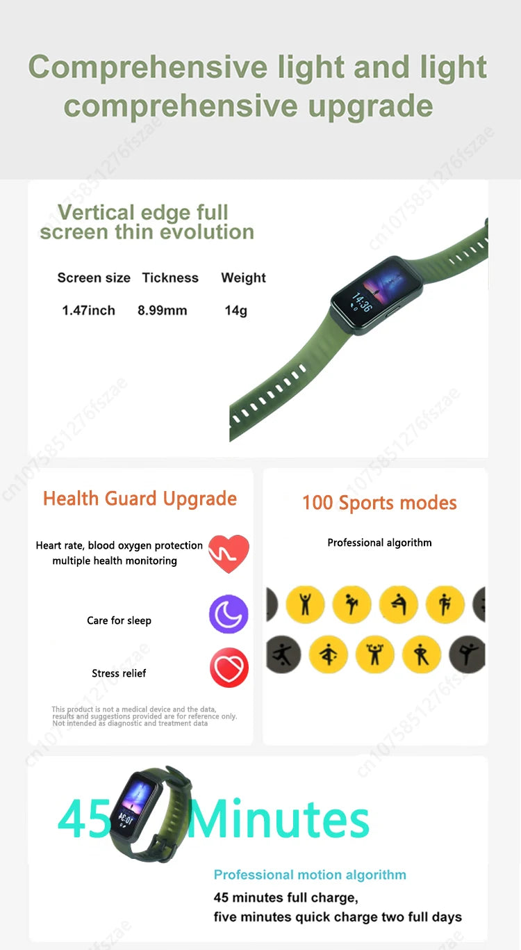 Original HUAWEI Band 8 Smart Band All-day Blood Oxygen 1.47'' AMOLED Screen Heart Rate Smartband 2 Weeks Battery Life