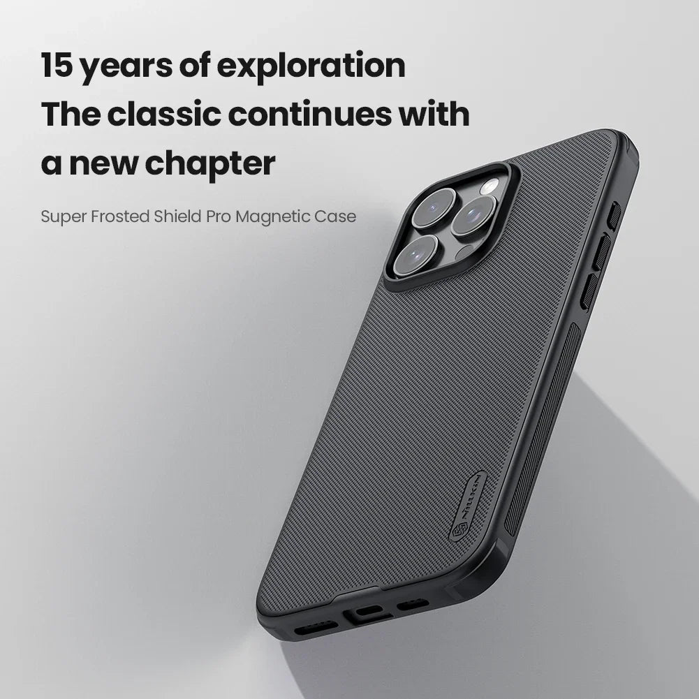 For iPhone 16 Pro Max / 16 Pro Case Nillkin Frosted Pro Magnetic Adapt Magsafe Matte full 360 soft frame Back Cover