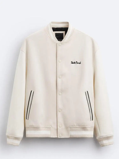 Baseball Jacket Solid Color Towel Embroidered Academy Style Aviator Jacket For Men