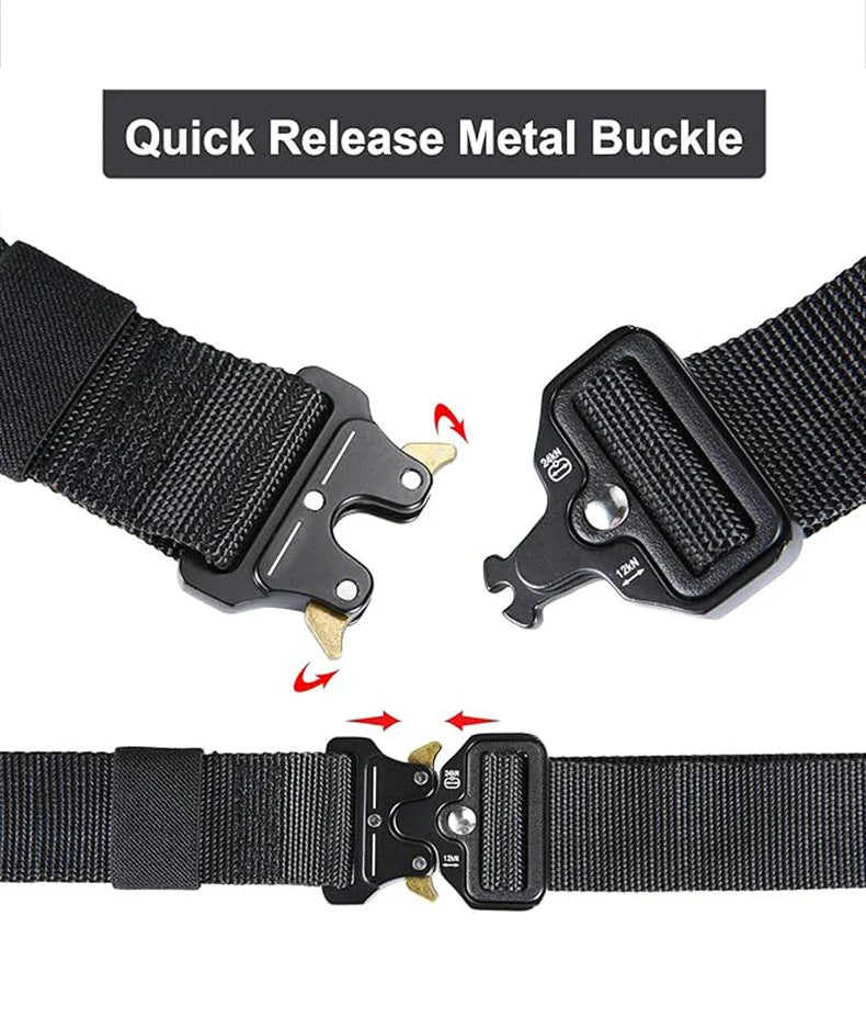 Men Tactical Belt Quick Release Outdoor Zinc Alloy Buckle Belt Soft Real Nylon Sports Hiking Camping Hunting Belt