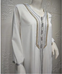 White Kaftan Dubai Abaya Turkey Muslim Hijab Dress Islamic Abayas Dresses For Women