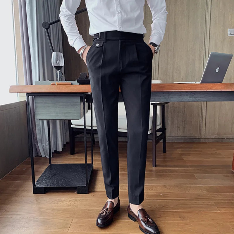 Slim Fit Business Suit Pants/Men's White Black Casual Trend Korean Fashion Straight