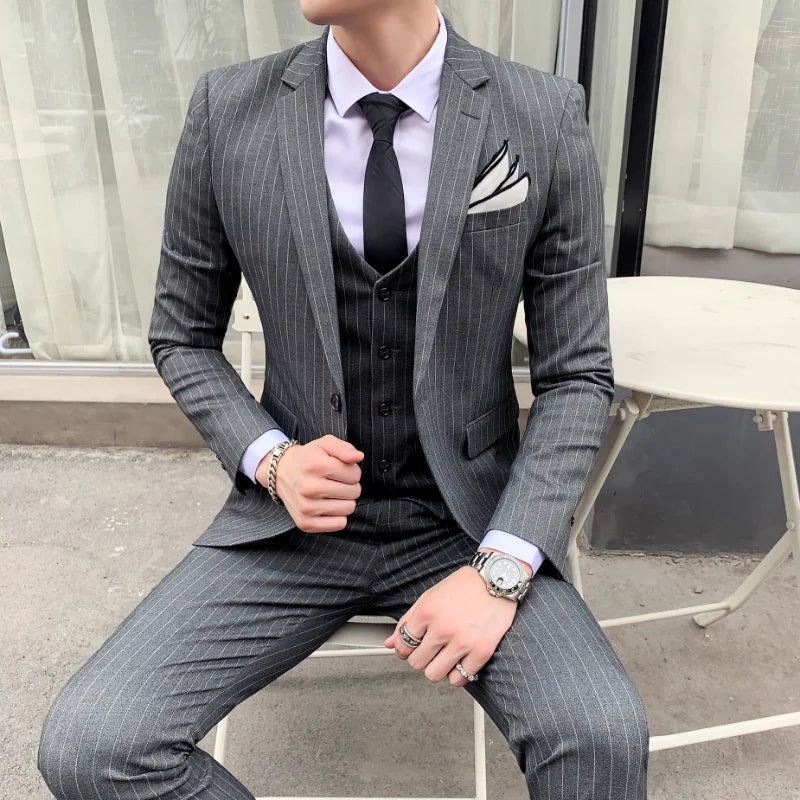 Tuxedo for Mens: Striped Suit Jacket Men's Suit Suit Men's Slim Tuxedo