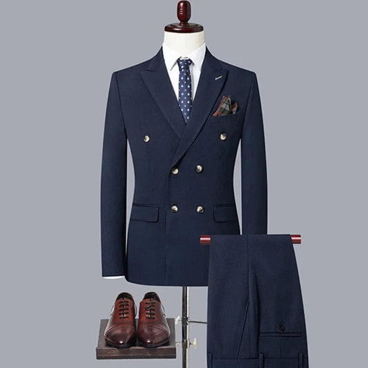Tuxedo for Mens: Men's Casual Boutique Double Breasted Solid Color Business Suit