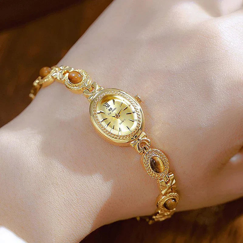 Oval Gold Women Watches Luxury Brand Dress Casual Quartz Small Dial Ladies Wrist Watches Rhinestone Gold Watches for Women 2025