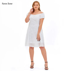 Plus Size Sweet Elegant Lace Evening Dresss Women Slash Neck Slim Off Shoulder