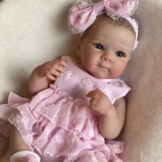 AnjoDoll Lovely Bettie Girl 45CM Full Body Soft Vinyl Doll Painted Reborn Doll With Painted Hair For Gift, Collectible Muñecas
