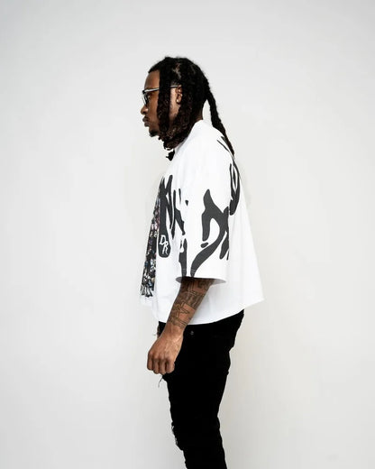 Street hip-hop clothing, Gothic devil pattern print, oversized T-shirt men's  loose casual versatile fashion short sleeved shirt