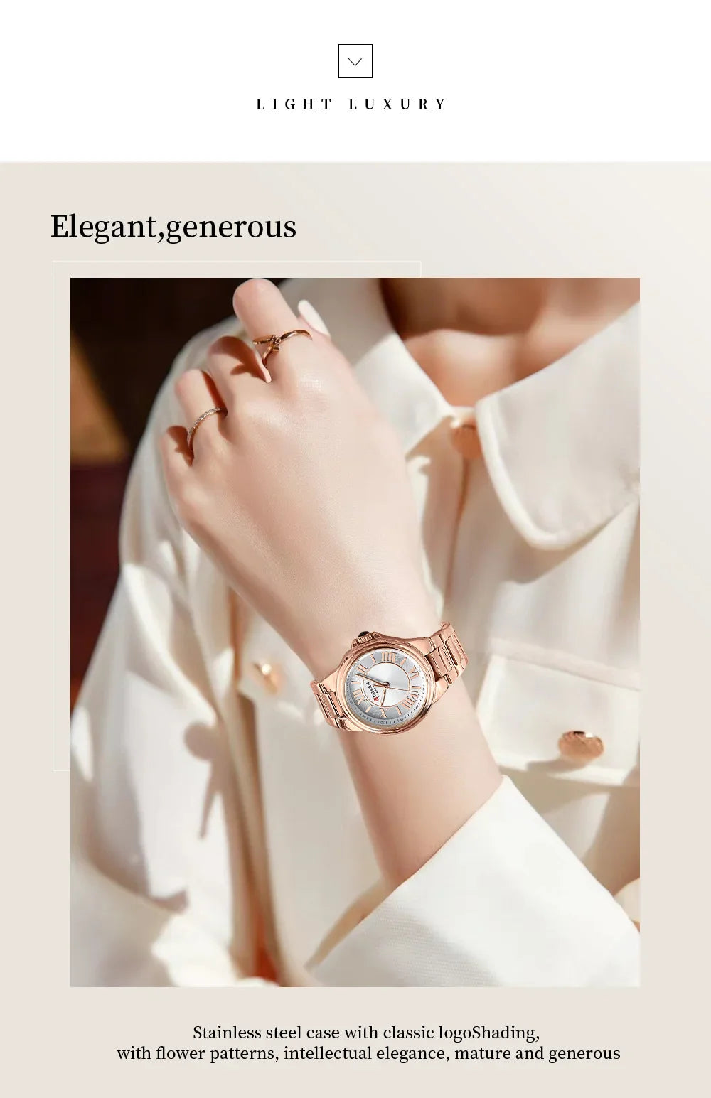 CURREN Romantic Charm Women's Wristwatches Fashion Design Thin Quartz Watch with Luminous Hands Stainless Steel Bracelet