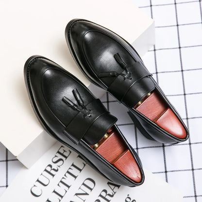 Men Leather Shoes Office Work Flat Loafers shoes for Men Casual Shoes Gentleman Driving Shoes Classic Slip-On Tassel Formal Shoe