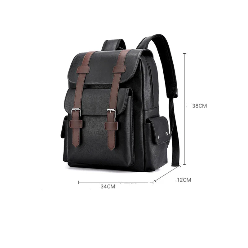 2023 Men Backpack PU Leather Bagpack Large Laptop Backpacks Male Mochilas Black Schoolbag For Teenagers Boys Brown Sac A Dos