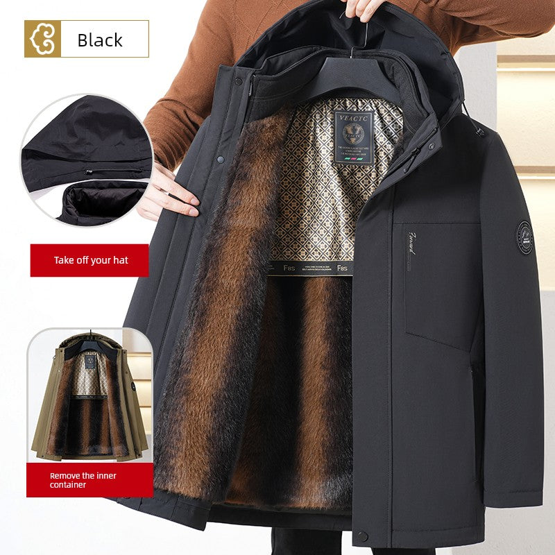 Dad Fleece-lined Middle-Aged and Elderly Grandpa Winter Clothing Coat