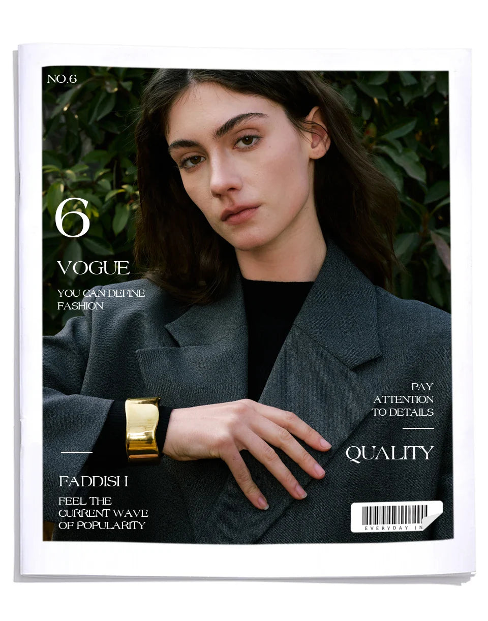 Yhpup 63mm Minimalist Glossy Stainless Steel Polished Wide Cuff Bracelet Bangle PVD Plated Statement Open Wrist Jewellery New