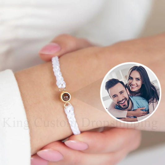 Projection Photo Circle Bracelet Personalized Stainless Steel Custom Pet Photo Couples Bracelets Mothers Day Gift