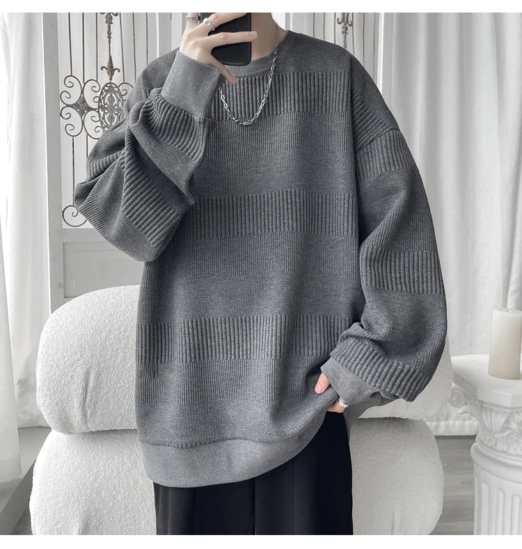 Hoodies Jacquard Sweatshirt Mens White Pullover Streetwear Casual Fashion Clothes